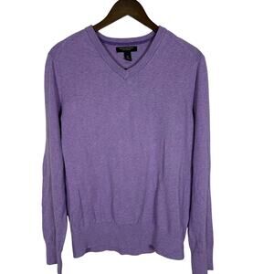 Banana Republic Cotton‎ Cashmere V-Neck Sweater Mens Medium SOFT Classic Purple